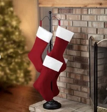 Haute Decor Adapt Adjustable Metal Christmas Stocking, Wreath Tree Stand 8 Hook