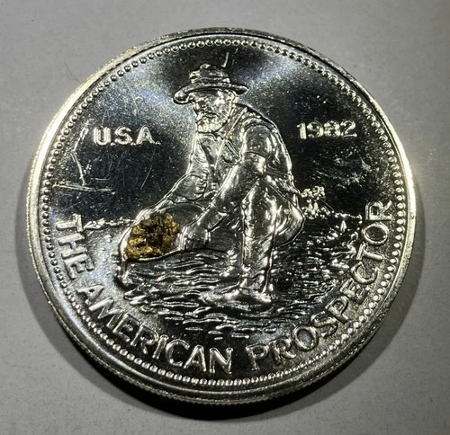 New Listing1982 Engelhard 1oz Silver American Prospector With GOLD NUGGETS Big E On Reverse