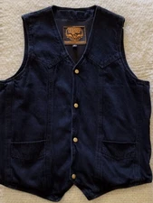 Milwaukee Leather DENIM Black BIKER VEST with Conceal Carry GUN Pockets!  Size M