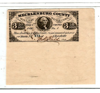 $3.50 "MECKLENBURG COUNTY"(CHARLOTTE) 1860 $3.50 "MECKLENBURG" UNCIRCULATED!!!!