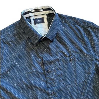 7Diamonds 4 Way Stretch Shirt Men M Short Sleeve Button Up Geometric Print Woven