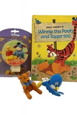 Vintage Disney Winnie the Pooh Lot – Plush Toys, Night Light & 1975 Storybook