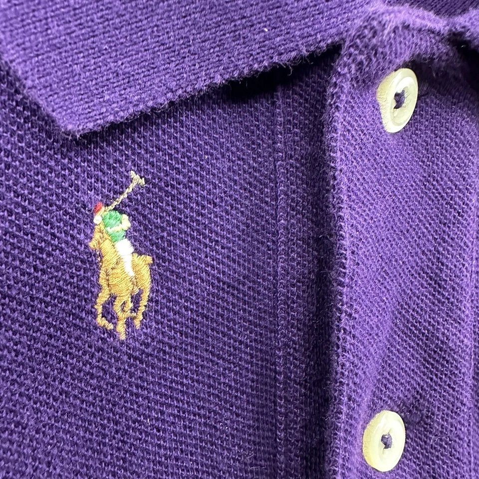 Vintage 90s Polo Ralph Lauren Men XL Purple Embroidered All Over Pony Polo Shirt - Image 2 of 4