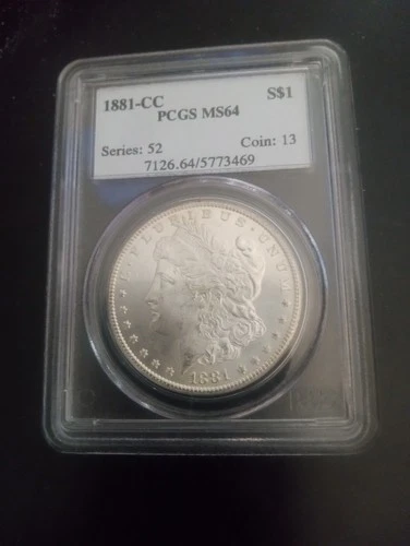 1881 CC $1 Morgan Silver Dollar PCGS MS64 Series 52 Coin 13 NICE!