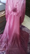 Sexy Beautiful Long SHiny Pink Party Dress With Beautiful Rose Wide Two Layer