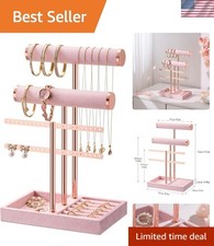 Luxury 3 Tier Pink Velvet Jewelry Stand - Perfect Gift for Style  Organization