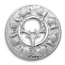 Scottish Stag Kilt Brooch Pin - 3-Inch Rust-Free Brass Scottish Stag Chrome