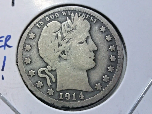 1914-S  Barber Quarter Better Date  ** KEY DATE***