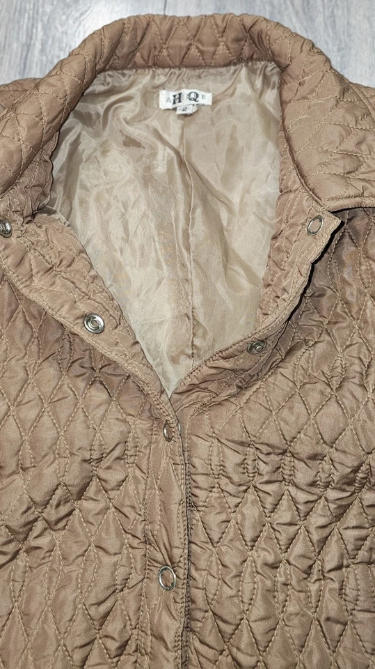 Винтажный 90-х Y2k Avenue HQ выстеганный жилет на пуговицах с воротником коричневый женский размер 2 - Изображение 4 из 4