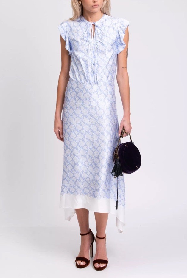 $330 BY MALENE BIRGER Midi Dress EU36 US6 UK10 M Floral Ruffle Tie Neck