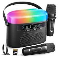 Karaoke Machine for Kids  Adults with 2 Wireless Mics 2400mAh Portable Black