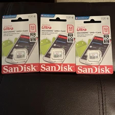 Lot Of 3- SanDisk Ultra MicroSDHC  UHS-I 32GB Memory Cards