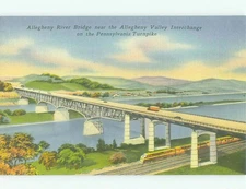 Unused Linen BRIDGE SCENE Harmar Township And Plum Pennsylvania PA HQ9777