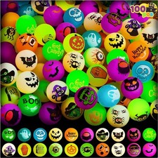 100 Stück Halloween Flummi Im Dunkeln leuchtende Springende Bälle 32mm Gummib...