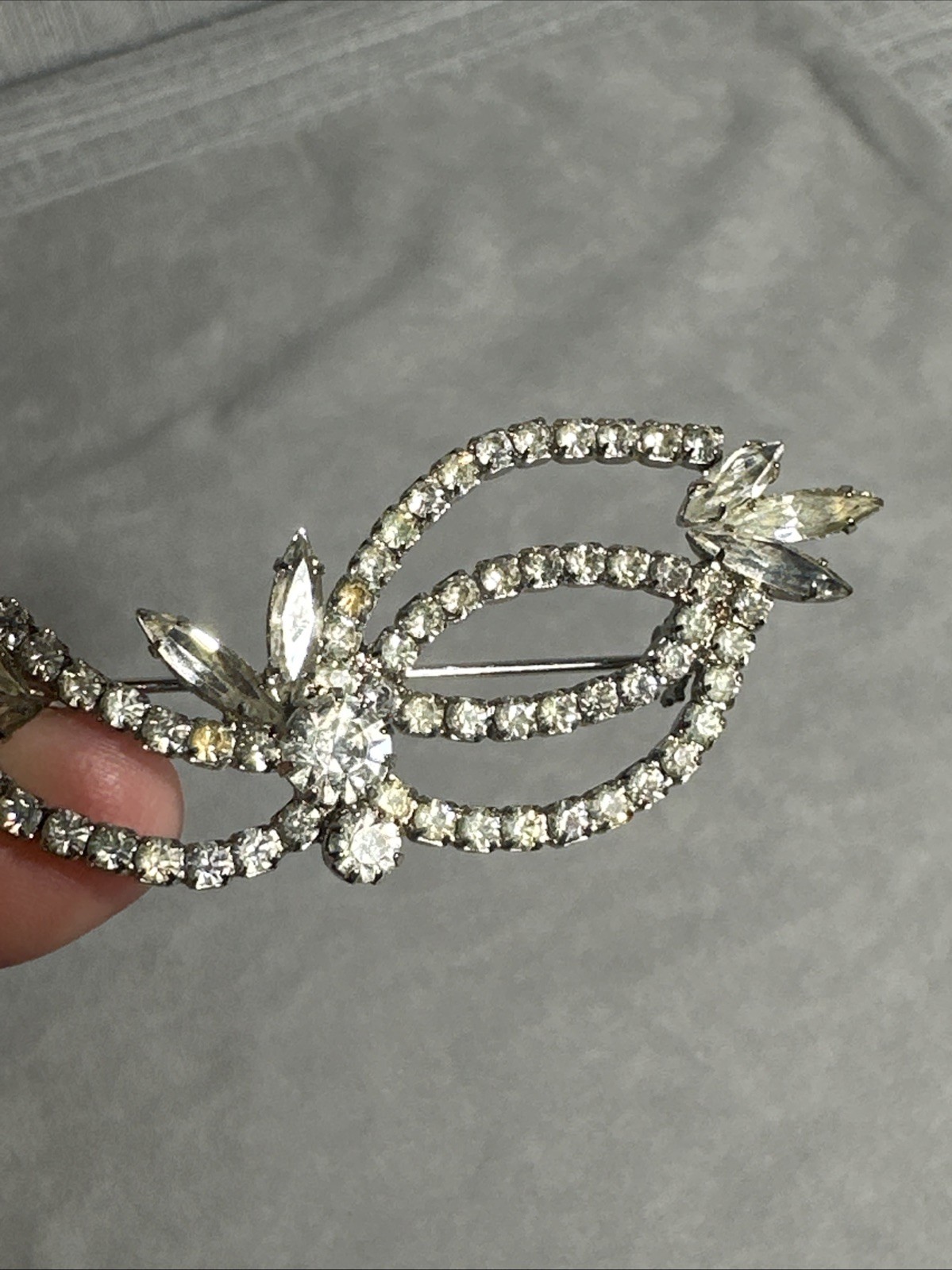 Hobe Signed Rhinestone Brooch Vintage Clear Cryst… - image 8