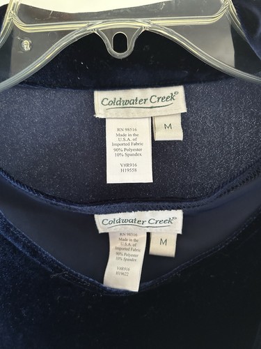 Coldwater Creek Women's Navy Velvet 2 Pc Shirt Tank Set Size M - Picture 2 of 6