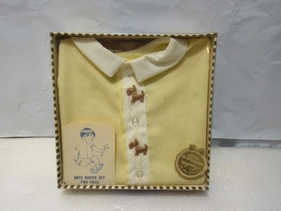 Vintage Lanokins Sleep N Play Set Boys Diaper Set Sz Med Yellow (U46JJ)