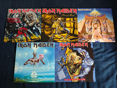 Iron Maiden - 5x Vinyl LP - Number Beast Piece Mind Powerslave Seventh Prayer