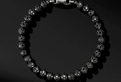 10Ct Round Cut Lab-Created Black Diamond Men Bracelet 14K Black Gold Finish 8.5" - Picture 3 of 7