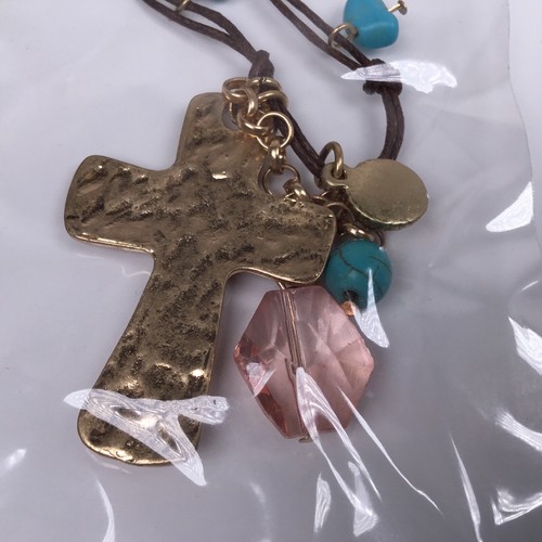 (12)Mia Necklace & Pierced Earring Set Pink Stone Cross Rhinestone Wholesale Lot - Bild 6 von 9