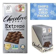Chocolove 88% Extreme Dark Chocolate Bar 3.2 oz Pack of 12