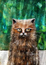 ORIGINAL ACRYLIC PAINTING CONTEMPORARY fine ART charming fantasy POP SURREAL cat