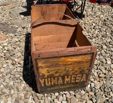 Rare Vintage Wood Fruit Crate Dual Yuma Mesa Grapefruit Banner Fruit