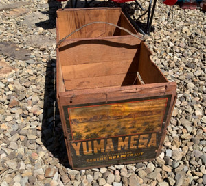 Rare Vintage Wood Fruit Crate Dual Yuma Mesa Grapefruit Banner Fruit
