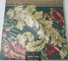 Vintage Fashion Industries Tablecloth Oval  60/84” Fall Leaves Cottagecore NEW