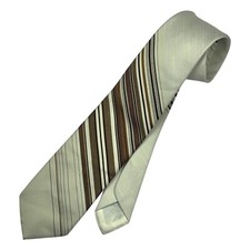 Vintage Retro Wemlon by Wembley Necktie Striped Brown, White, Tan, Cream