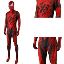 Upgraded SCARLET Spider-Man Jumpsuit Cosplay Men Bodysuit Costume Halloween Suit