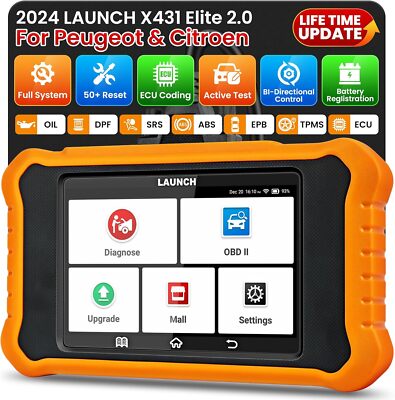 LAUNCH Creader Elite 2.0 für Peugeot&Citroen OBD2 Diagnosegerät KFZ Auslesegerät