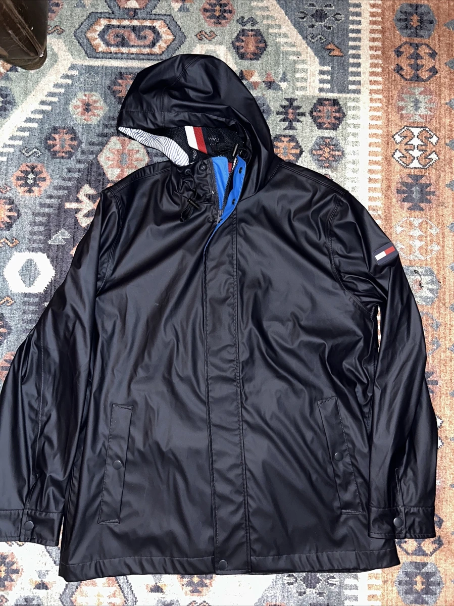 Tommy Hilfiger Hooded Blue Sailing Rain Jacket Coat size XL eBay
