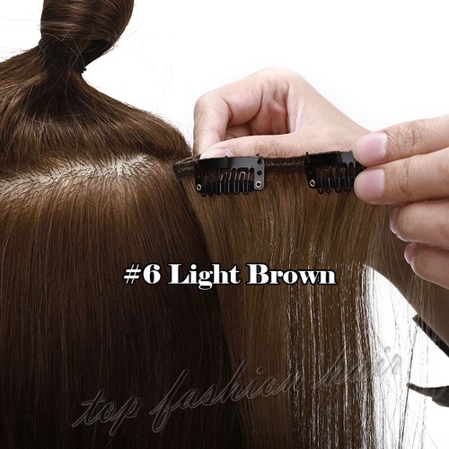Clip in Human Hair Extensions Full Head 100% Real Remy Hair 24" 8PCS Long Ombre - Picture 55 of 103