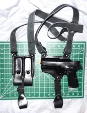 Tagua SH4-071 LH Leather Shoulder Holster Dual Mag Pouch for FN Browning HiPower