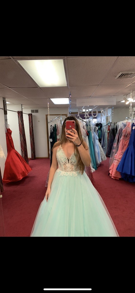 strapless open back dress Tiffanys Diana Champagne Prom Dress – Dotique main image 1