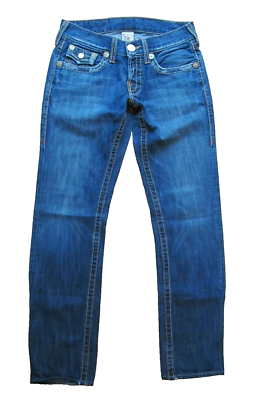 True Religion NATHAN Giant BIG T Blue Jeans Size 29 x 34