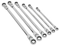 Flexi-head Double End Ratchet Ring Spanner Set 6pc Extra-long Metric Ak63832 Flexi-head Double End Ratchet Ring Spanner Set 6pc Extra-long Metric Ak63832