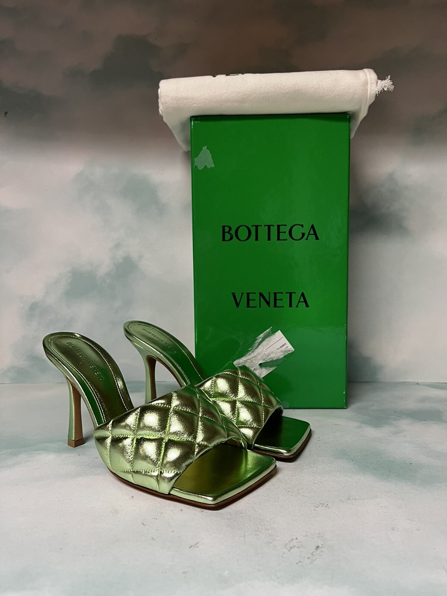 Bottega Veneta Padded Metallic Slide Sandal Pistachio Green