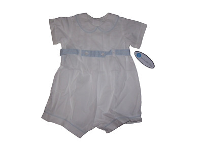 Lullaby Set Boutique Boys Benjamin Bubble Short Sleeve White/Blue Size 12M NWT
