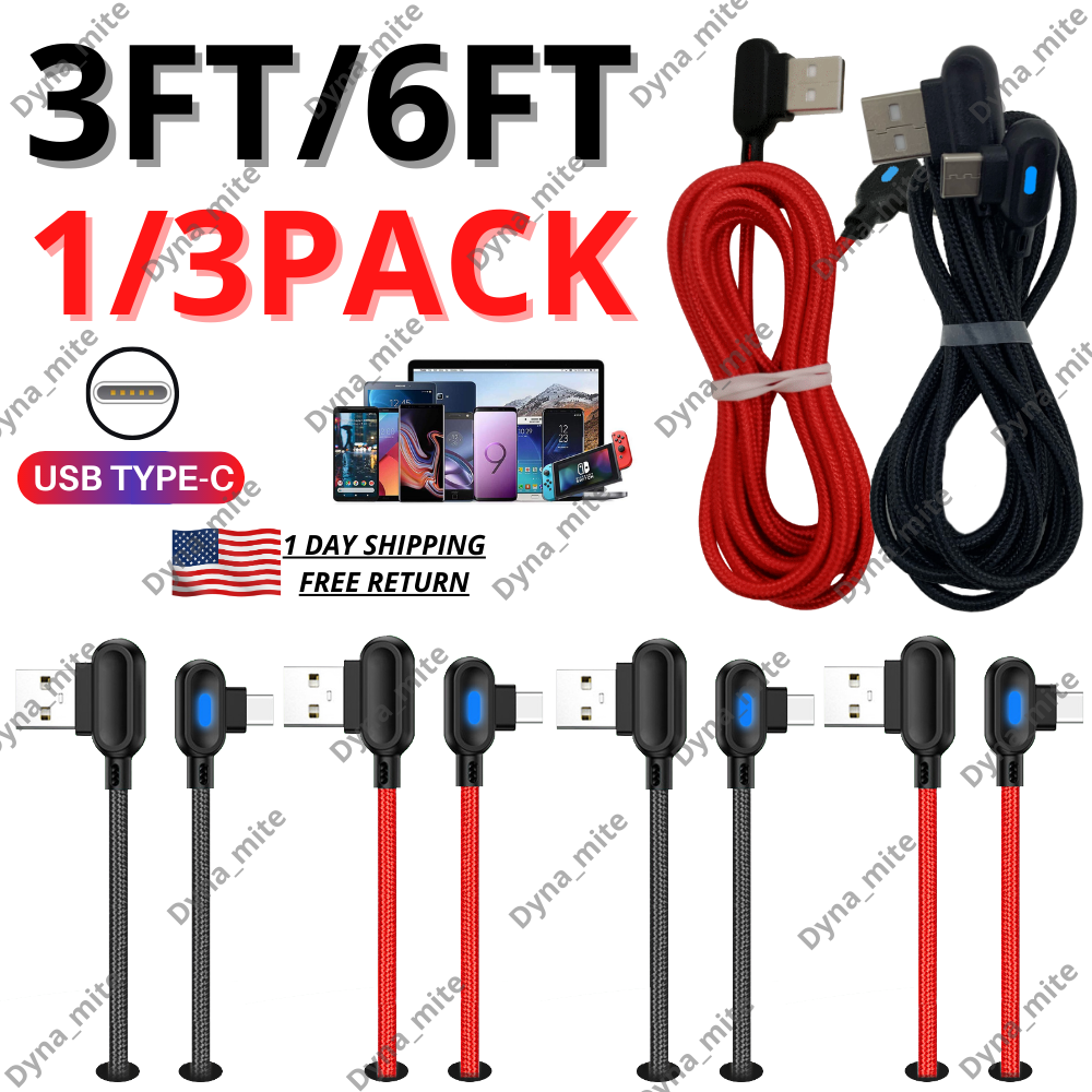 90 Degree Right Angle USB Type C Charger Cable For Samsung Android Google Phone eBay