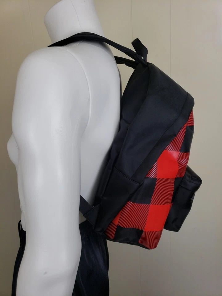 Dsquared2 Wood Backpack Red Buffalo Plaid Lightweight Gym Bag Unisex Rucksack - Image 4 of 4