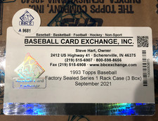 BBCE Authenticated 1993 Topps Series 1 Baseball Factory Sealed 3 Rack Box Case