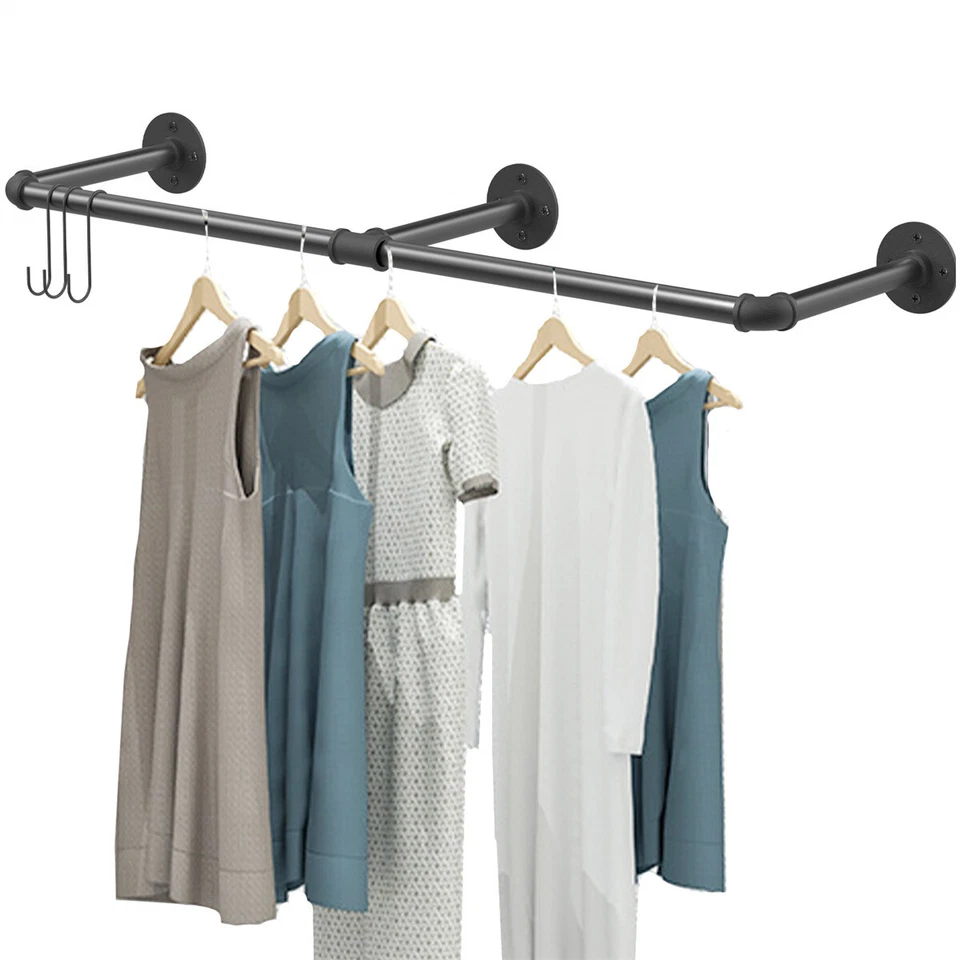 Heavy Duty Hanging Clothes Rack Wall Mounted Hanging Rod Detachable Load 66 lbs - Image 2 of 4