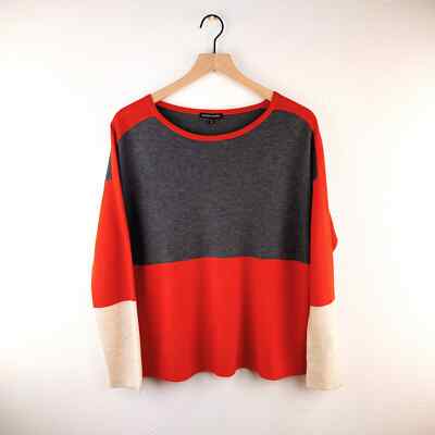 Eileen Fisher Color Block Merino Wool Blend Lightweight Sweater