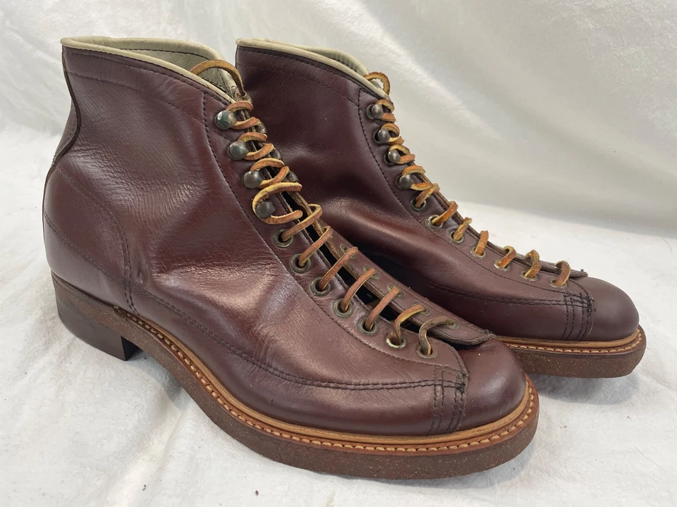 BOTAS DE TRABAJO QUIRÚRGICAS MONO DE COLECCIÓN AÑOS 60 7 ENDICOTT JOHNSON RANGER CUERO ENCAJE A PUNTA Foto 3 de 4