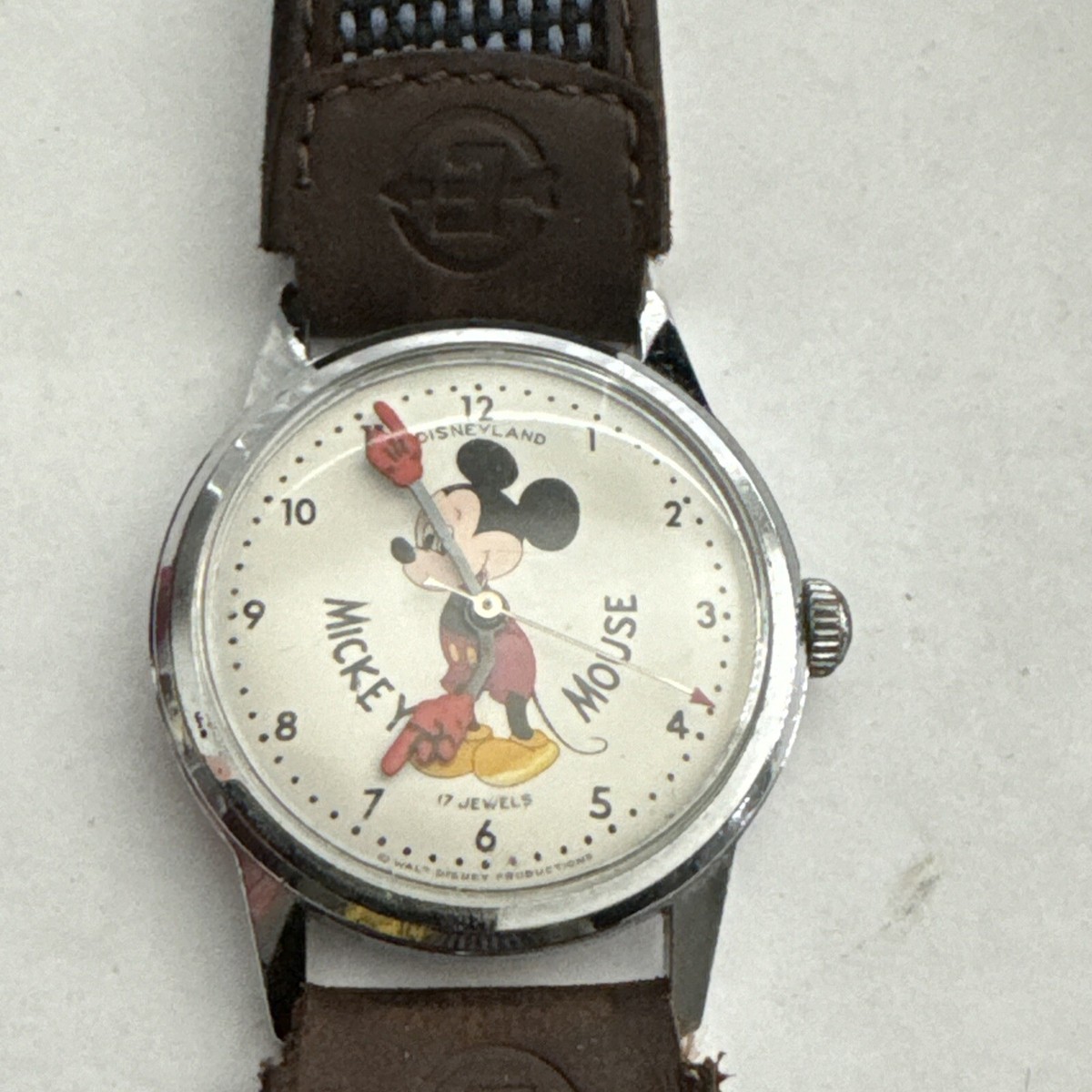 Vintage Disney Mickey Mouse 17 Jewel Watch Wind Up - Super Rare