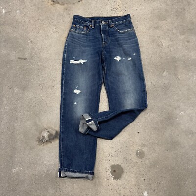 Vtg Levis LVC 501 XX Distressed Selvedge Denim Blue Jeans Pants