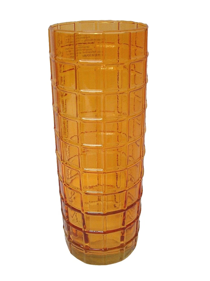 (28332) JARRON FLORERO CRISTAL RECICLADO ESCOCES CUADROS PEQUEÑO NARANJA - Imagen 1 de 1