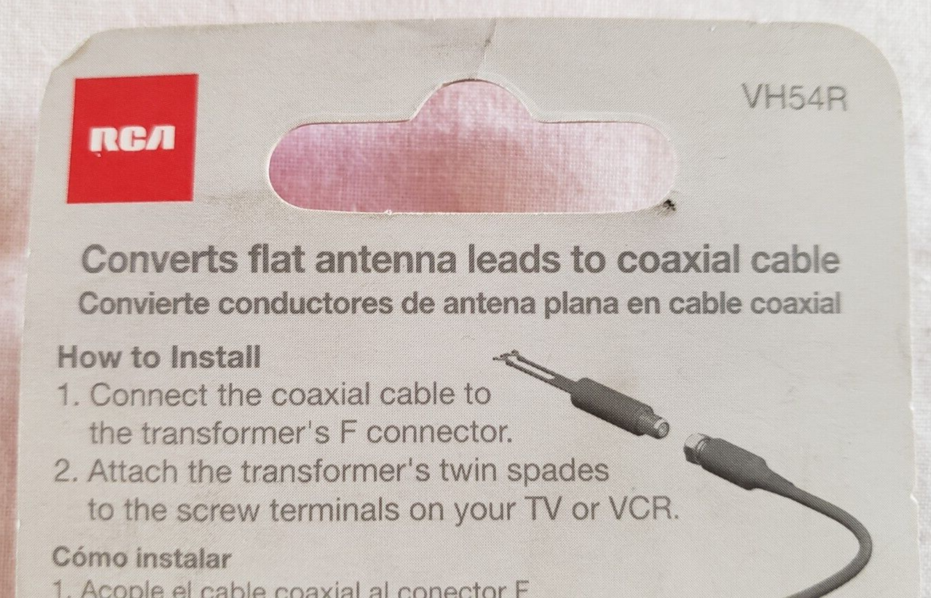 RCA INDOOR ANTENNA MATCHING TRANSFORMERadapter connector plug tv cable
